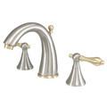 Kingston Brass 8" Widespread Bathroom Fct, Brushed Nickel/Polished Brass KS2979AL